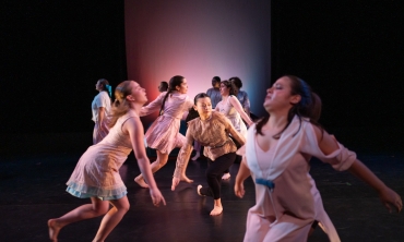 Student dancers practicing on stage