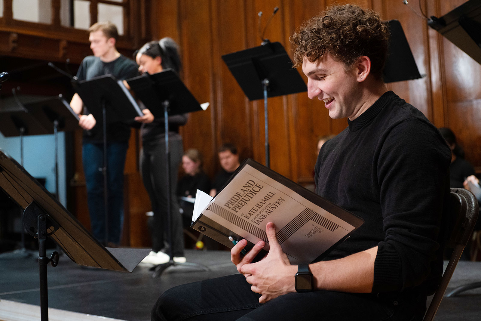 A staged reading of Pride and Prejudice in Old Chapel.